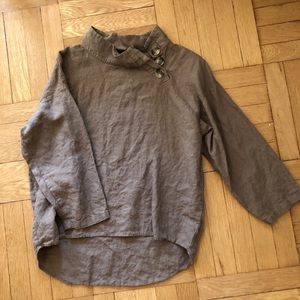 Safari chic linen button top